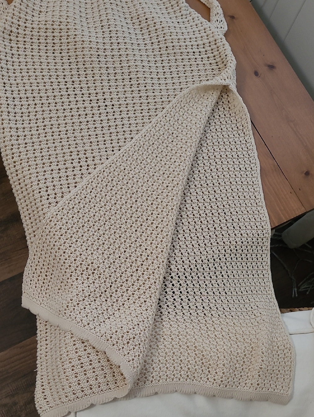 Light Tan Crochet Beach Cover Up - Picture 4 of 6
